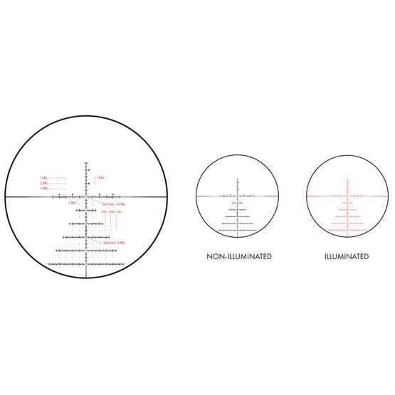 52mm Red Illuminated JVCR Reticle features MIL hash marks